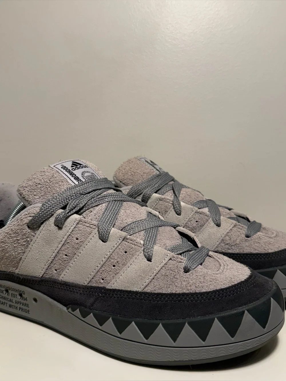 Neighborhood x adidas Adimatic Charcoal Grey Mens Size 11.5 Black Suede Sneaker